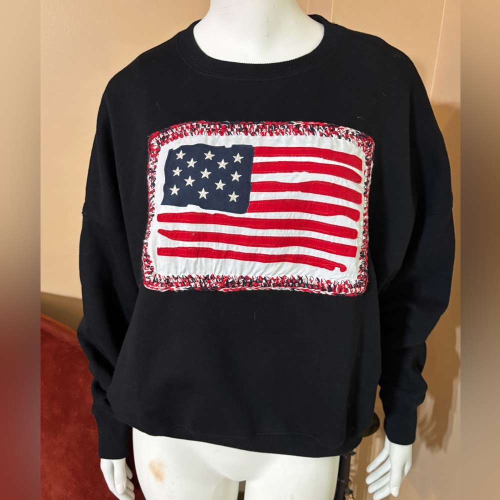Polo Ralph Lauren Black Sweater shirt with American Flag